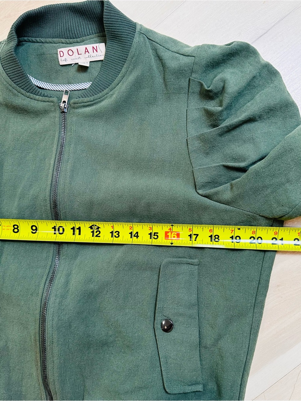 Anthropologie Dolan Jacket Womens Sz M Olive Canvas Puff Sleeve Bomber Zip - Picture 5 of 10
